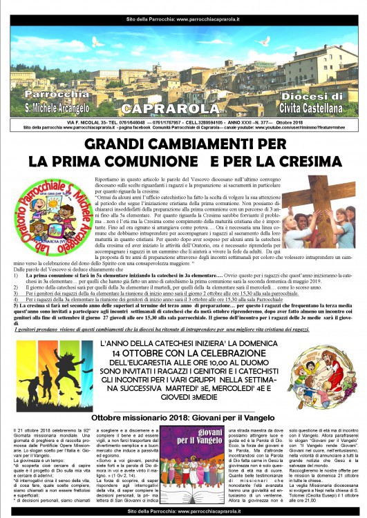 OTTOBRE 2018 OTTOBRE 2018