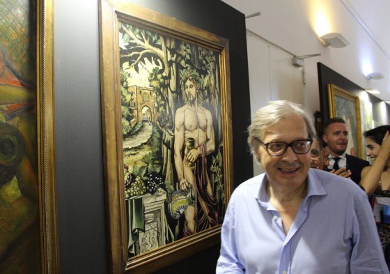 VITTORIO SGARBI accanto al dipinto del Medium Piancastelli VITTORIO SGARBI accanto al dipinto del Medium Piancastelli